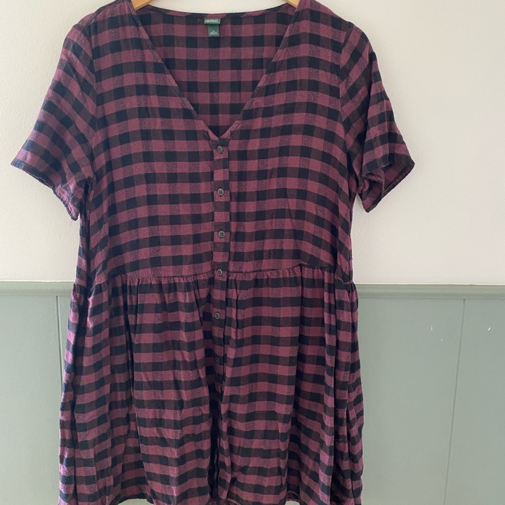 Wild Fable Purple and Black Checkered Button-Down Shirt